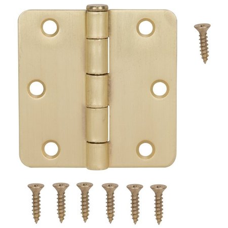 PROSOURCE Hinge Dr 1/4Rd 3X3In Sat Brass BH-BR01-PS